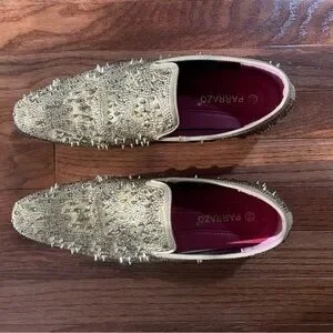 parrazo | Shoes | Mens Gold Spike Rhinestone Classic Smoking  display picture 3